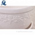 Set di 3 vasi da fiori in ceramica con rilievo
